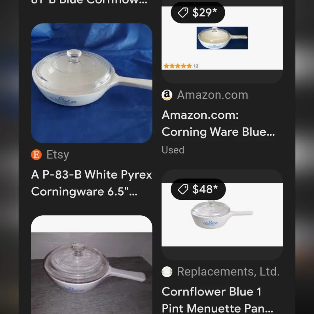 Vintage 1.5pint corningware White/blue  Saucepan Lid P-82-B